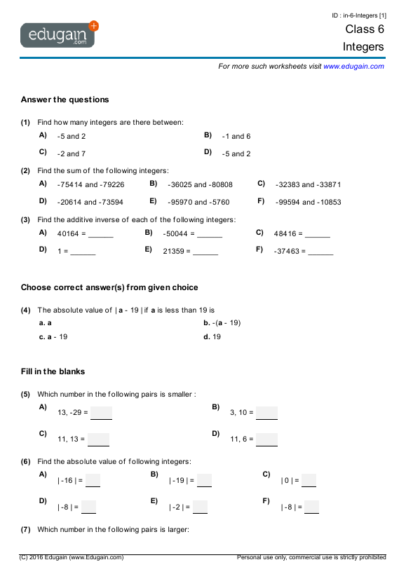 class-6-math-worksheets-and-problems-integers-edugain-india
