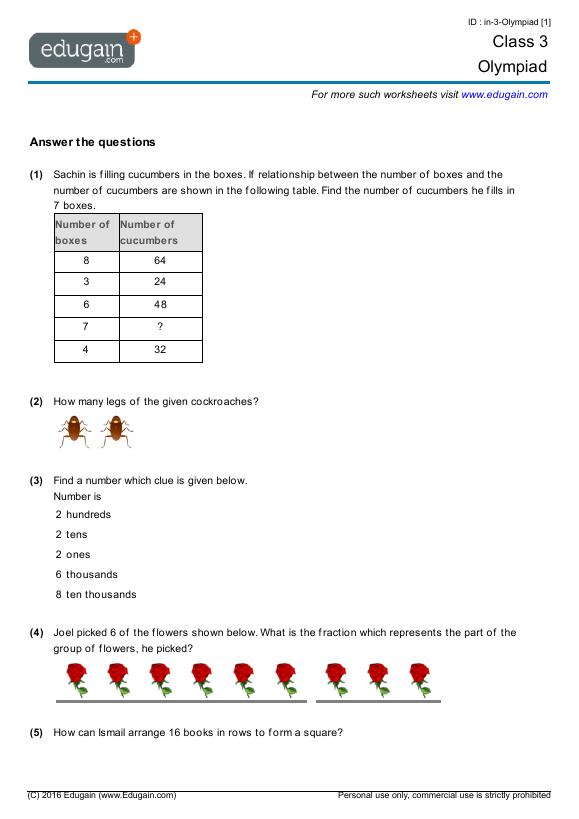 Class 3 Mathematics Olympiad Preparation Online Practice 