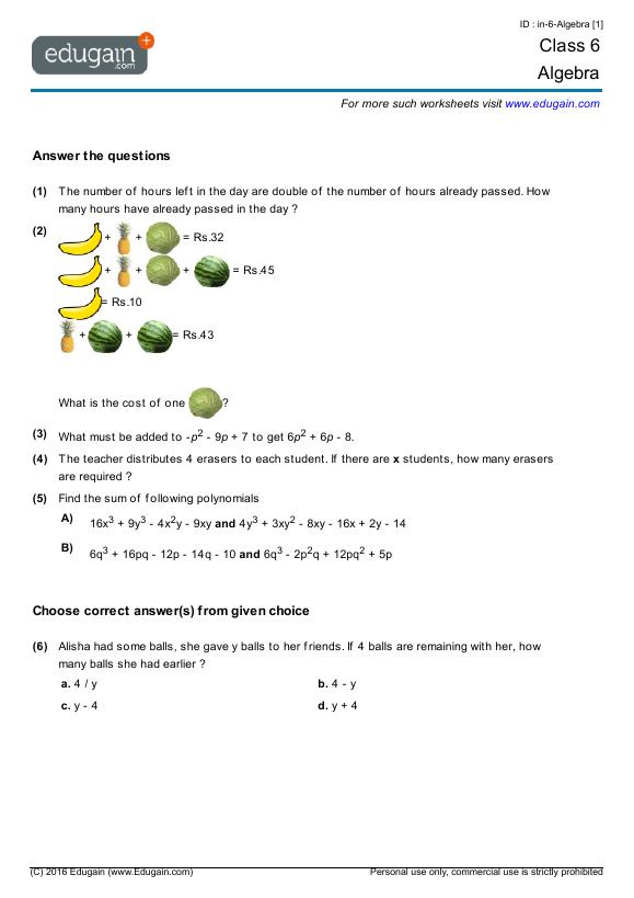 Maths Exercises For Class 6 Cbse Class 6 Important Questions For Maths Symmetry And Practical