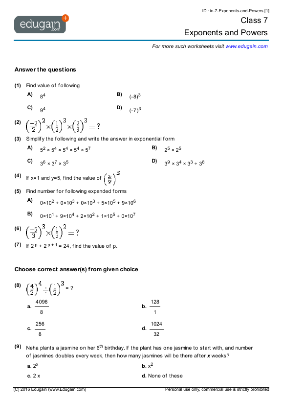 class-7-exponents-and-powers-math-practice-questions-tests